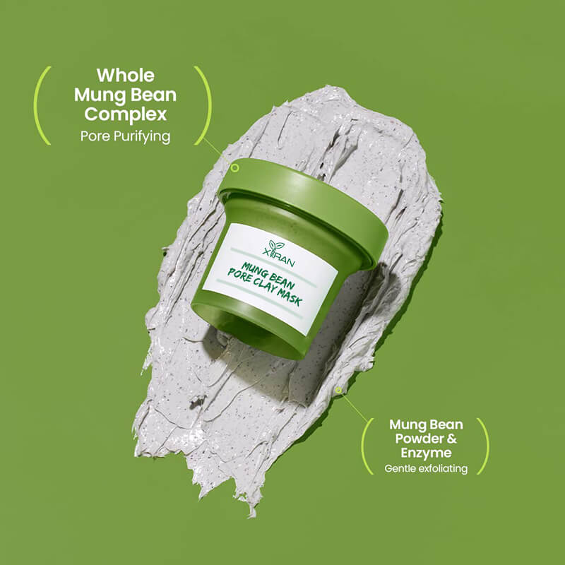 private label organic detoxifying brightening mung bean pore clay mask